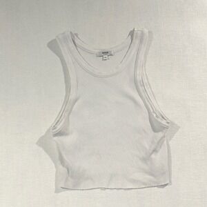Agolde Bailey Tank White Ribbed Knit Sleeveless Top XL